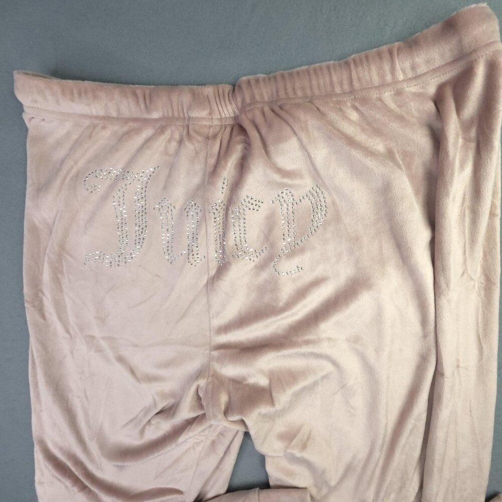 Juicy Couture Sleepwear Pants Womens Large Pink Velour Juicy Rhinestone Lounge - Picture 3 of 12